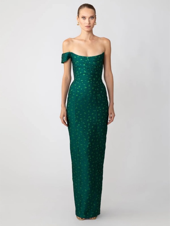 sau lee Dresses & Skirts - SAU LEE Jackson Jacquard Gown In Emerald Green